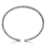 Elegant 21K White Gold Mesh Bangle with Diamonds - Image 4