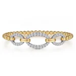Stylish 21K Two-Tone Diamond Link Bangle with Bujukan Detailing