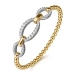 Stylish 21K Two-Tone Diamond Link Bangle with Bujukan Detailing - Image 3
