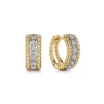 Elegant Bujukan Pave Diamond Huggie Hoops in White and Yellow Gold