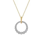 21K White and Yellow Gold Diamond Bujukan 20mm Drop Necklace