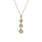 21K White and Yellow Gold Graduating Diamond Cluster Bujukan Pendant Necklace