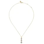 21K White and Yellow Gold Graduating Diamond Cluster Bujukan Pendant Necklace - Image 3