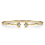 21K Yellow Gold Diamond Bujukan Bead Split Bangle