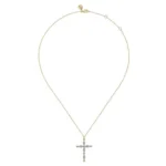 Graceful 21K Yellow Gold Diamond Cross Pendant Necklace - Image 3