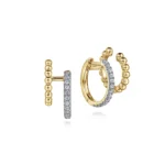 Yellow Gold Diamond Huggie And Bujukan Cuff Earrings