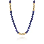 Elegant Lapis Beads Necklace Set in 21K Gold
