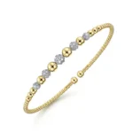 21K Yellow-White Gold Bujukan Diamond Stations Bangle - Image 3