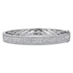 Classic 21K White Gold Diamond-Set Bangle