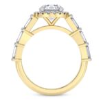 Yellow Gold Rachel Halo Side Stone Lab Diamond Ring - Image 3