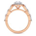 Classic Halo Side Stone Ring in Rose Gold - Image 3