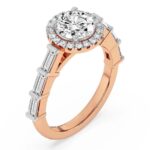 Classic Halo Side Stone Ring in Rose Gold - Image 4