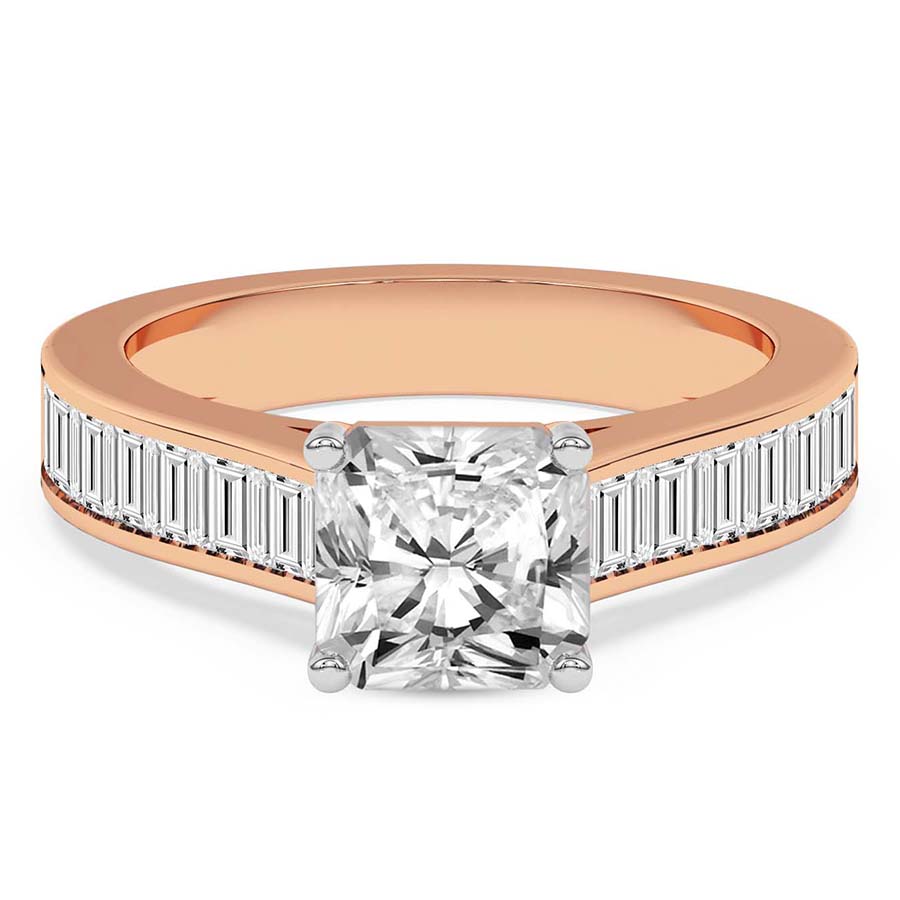 AFDRE39804-D57_RADIANT Rose Gold Irene Side Stone Lab Diamond Ring - Image 1