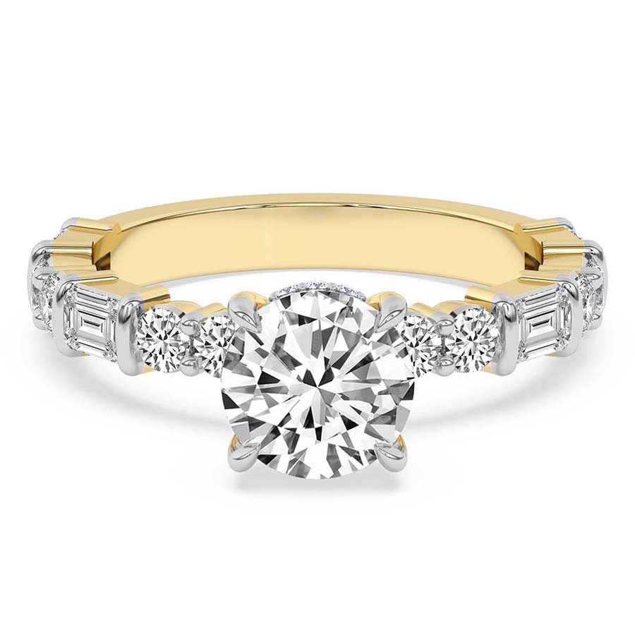 AFDRE40004-A02 Yellow Gold Enchanted Bliss Side Stone Lab Diamond Ring - Image 1