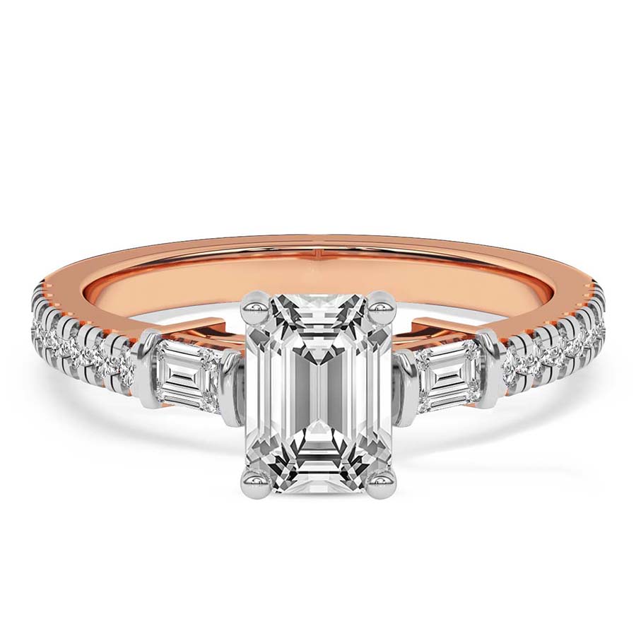 AFDRE40204-D51_EMERALD Rose Gold Opalina Charm Side Stone Lab Diamond Ring - Image 1