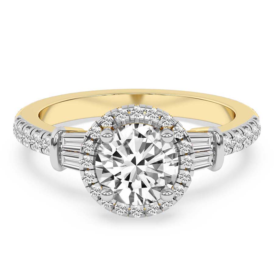 AFDRE40404-A02 Yellow Gold Liora Cascade Halo Lab Diamond Ring - Image 1