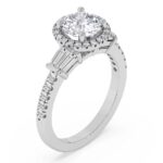 White Gold Liora Cascade Halo Lab Diamond Ring