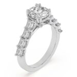 White Gold Florence Side Emerald Lab Diamond Ring - Image 3