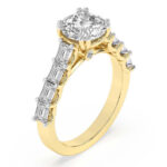 Yellow Gold Florence Side Emerald Lab Diamond Ring - Image 3