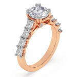 Rose Gold Florence Side Emerald Lab Diamond Ring - Image 3