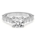 White Gold Florence Side Emerald Lab Diamond Ring