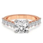 Rose Gold Florence Side Emerald Lab Diamond Ring
