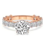 Rose Gold Giselle Side Emerald Lab Diamond Ring