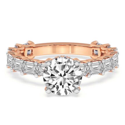 Rose Gold Giselle Side Emerald Lab Diamond Ring