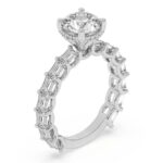 White Gold Giselle Side Emerald Lab Diamond Ring - Image 4