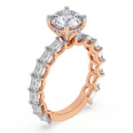Rose Gold Giselle Side Emerald Lab Diamond Ring - Image 4
