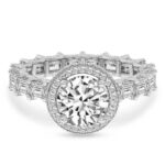 White Gold Amaryllis Side Emerald Lab Diamond Ring - Image 2