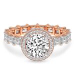 The Amaryllis Side Emerald Ring in Rose Gold