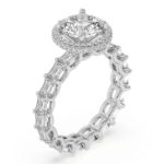 White Gold Amaryllis Side Emerald Lab Diamond Ring - Image 4