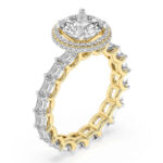 Yellow Gold Amaryllis Side Emerald Lab Diamond Ring - Image 4