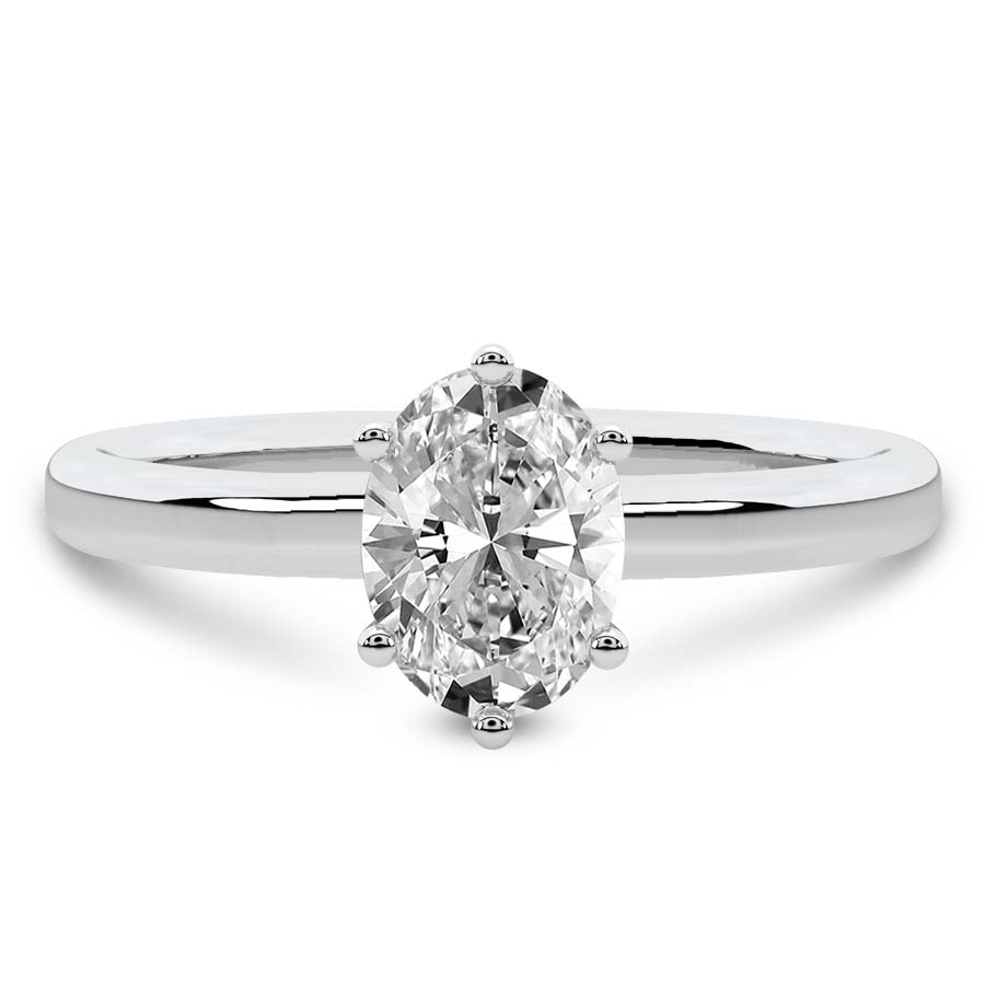 AFDRE45404-D52_OVAL White Gold Six Prong Solitaire 1.5mm Lab Diamond Ring - Image 1