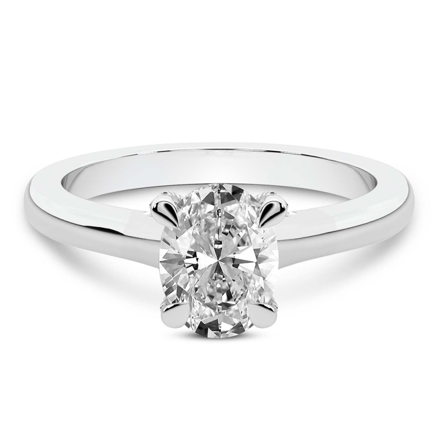 AFDRE45604-D52_OVAL White Gold Agnes Criss cross Prong Solitaire 1.5mm Lab Diamond Ring - Image 1