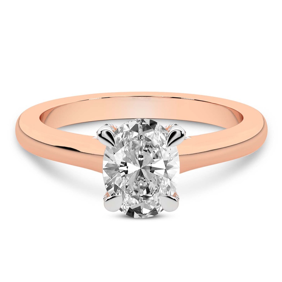 AFDRE45604-D54_OVAL Rose Gold Agnes Criss cross Prong Solitaire 1.5mm Lab Diamond Ring - Image 1