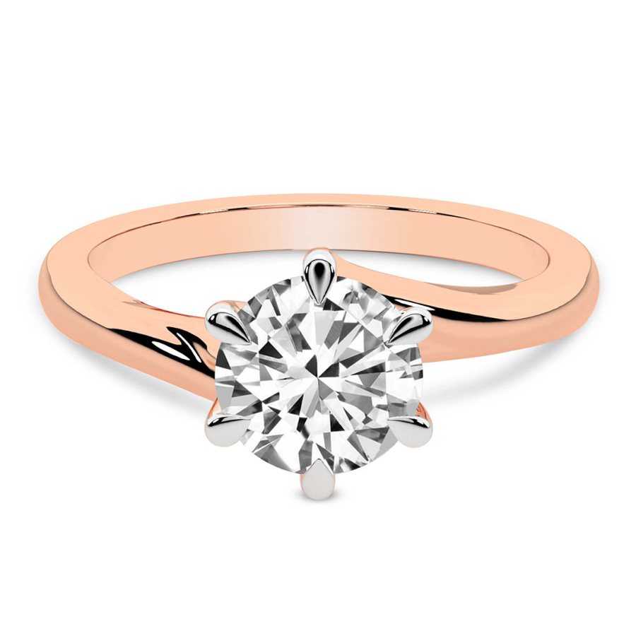 AFDRE46004-A03 Seraphina Twist Prongs Solitaire Ring in Rose Gold with 1.5mm Lab Diamond - Image 1