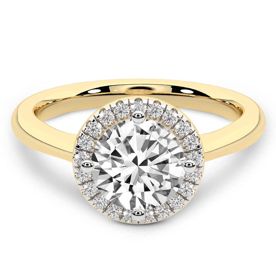 yellow 21kt Yellow Gold Harriet Halo 1.5mm Lab Diamond Ring - Image 1
